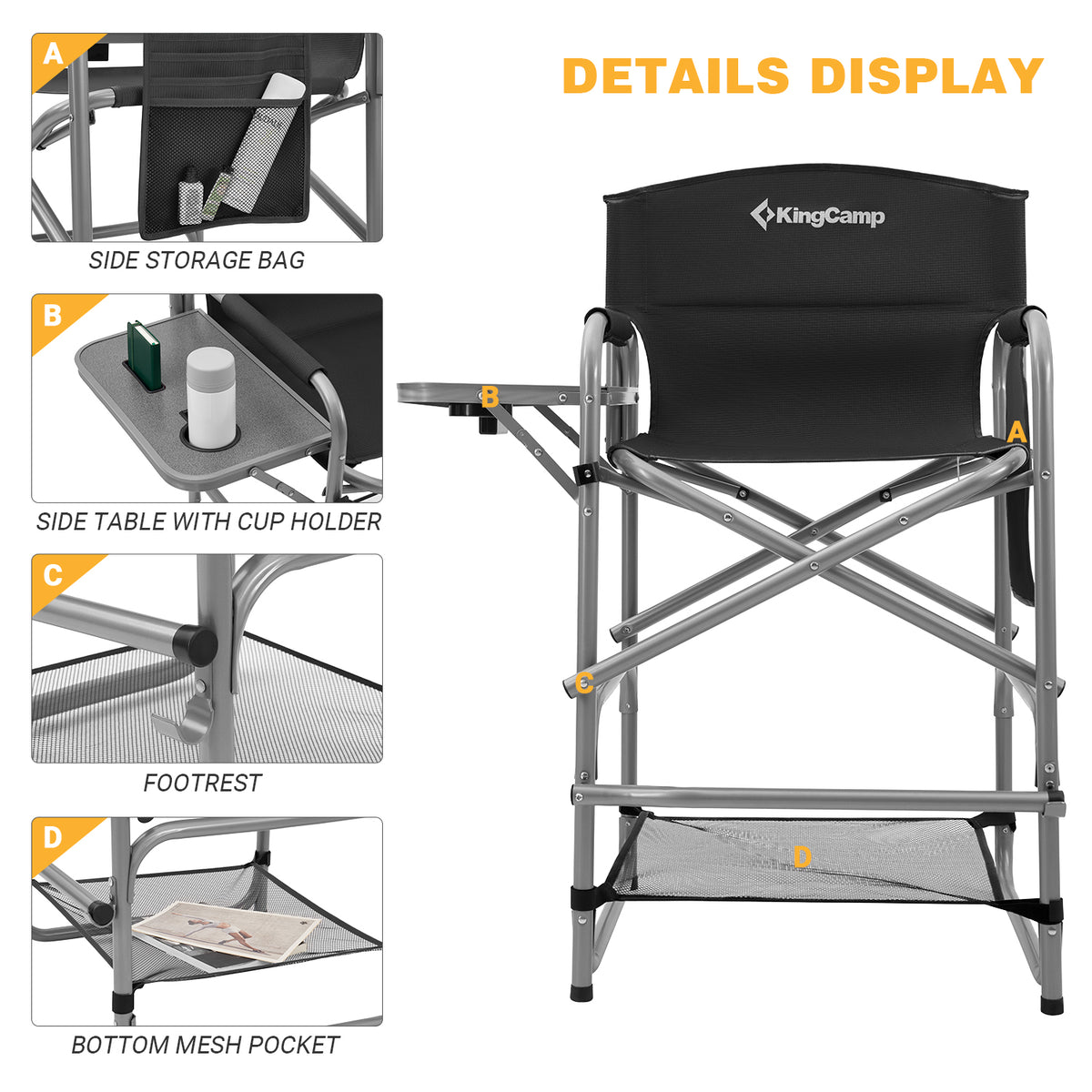 KingCamp Extra Tall Bar Height Director Chair