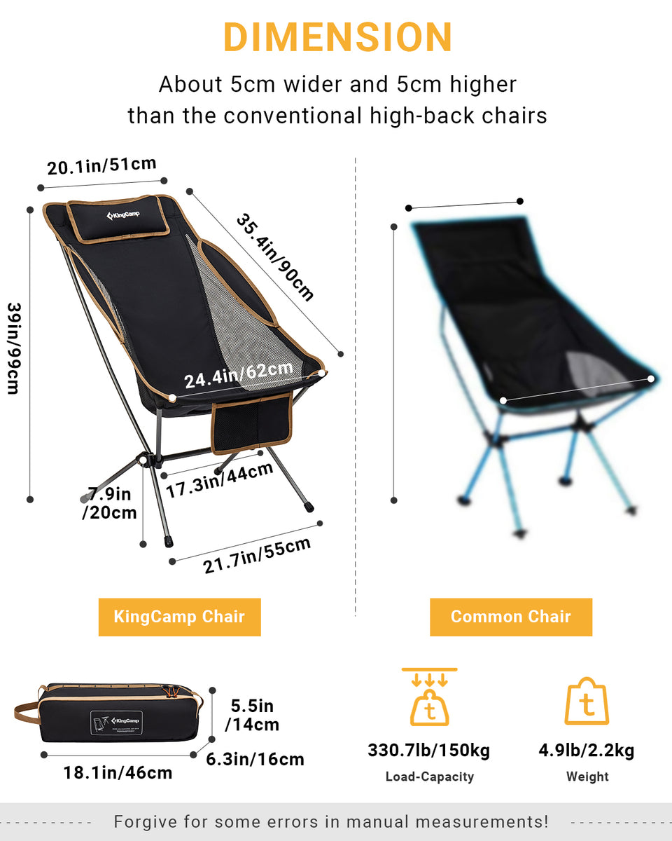 Shop KingCamp Adjustable High Back Lightweight Camping Chair