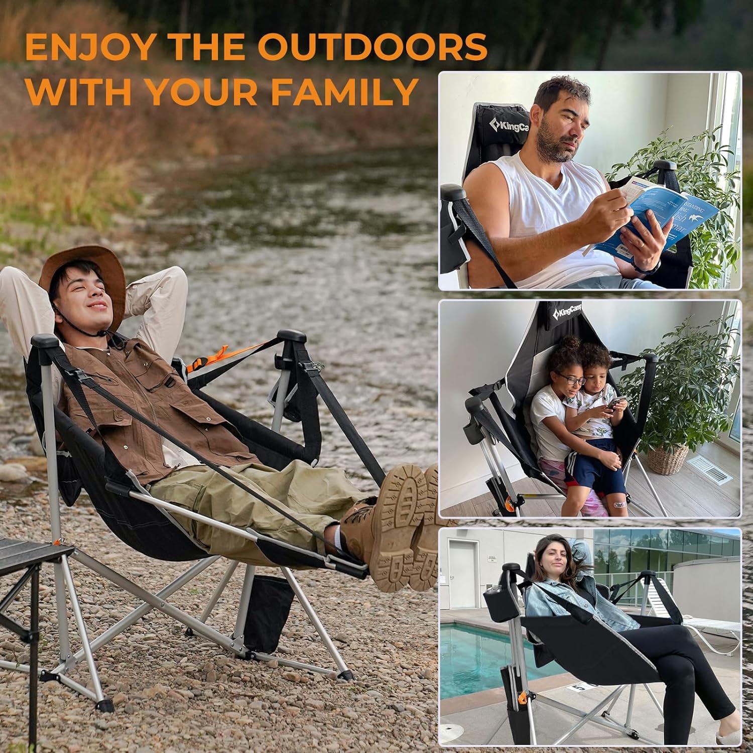 KingCamp Orchid C20 Hammock Chair with Footrest 2-Pack