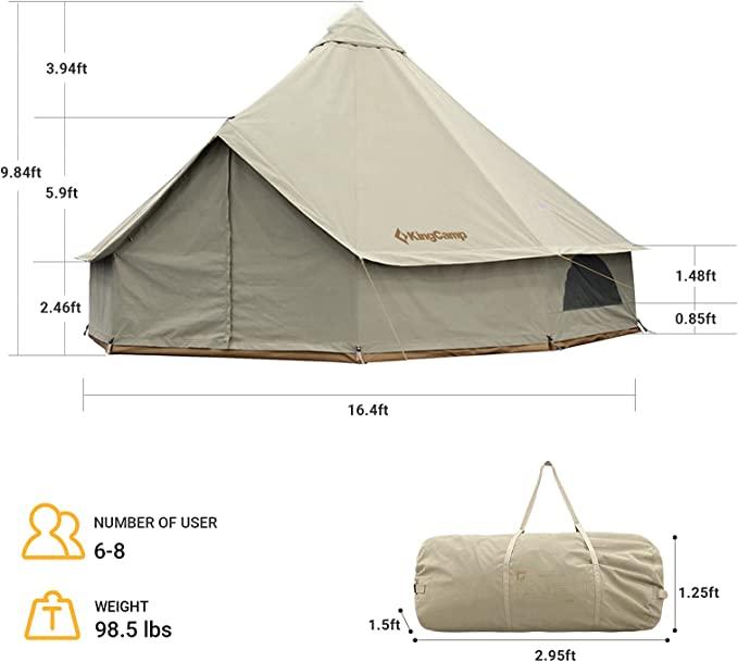 KingCamp 4-Season Khan Canvas Bell Tent-13ft/16.4ft