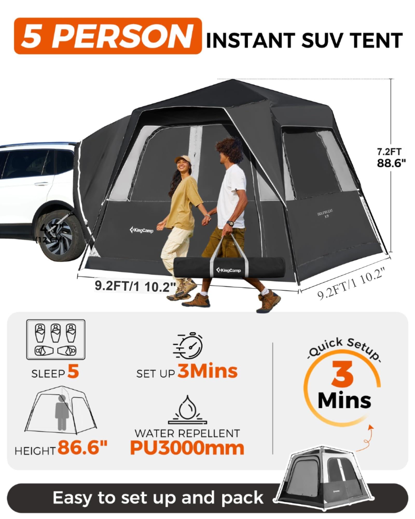 KingCamp BOUNDLESS X3 Car Camping Tent