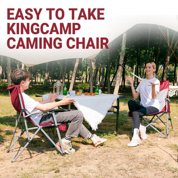 KingCamp Compact Camping Folding Chair with Side Table and Storage Pocket, Red