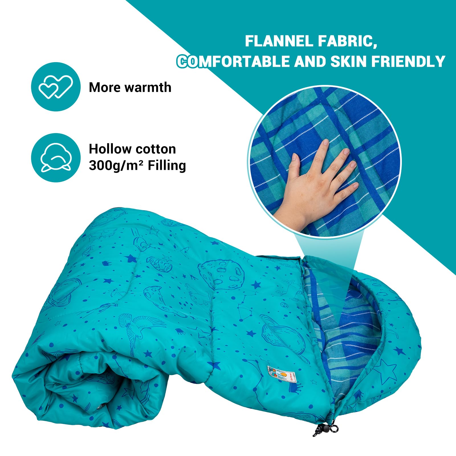 KingCamp Galaxy Zoo C 300 Flannel  Kids' Sleeping Bag