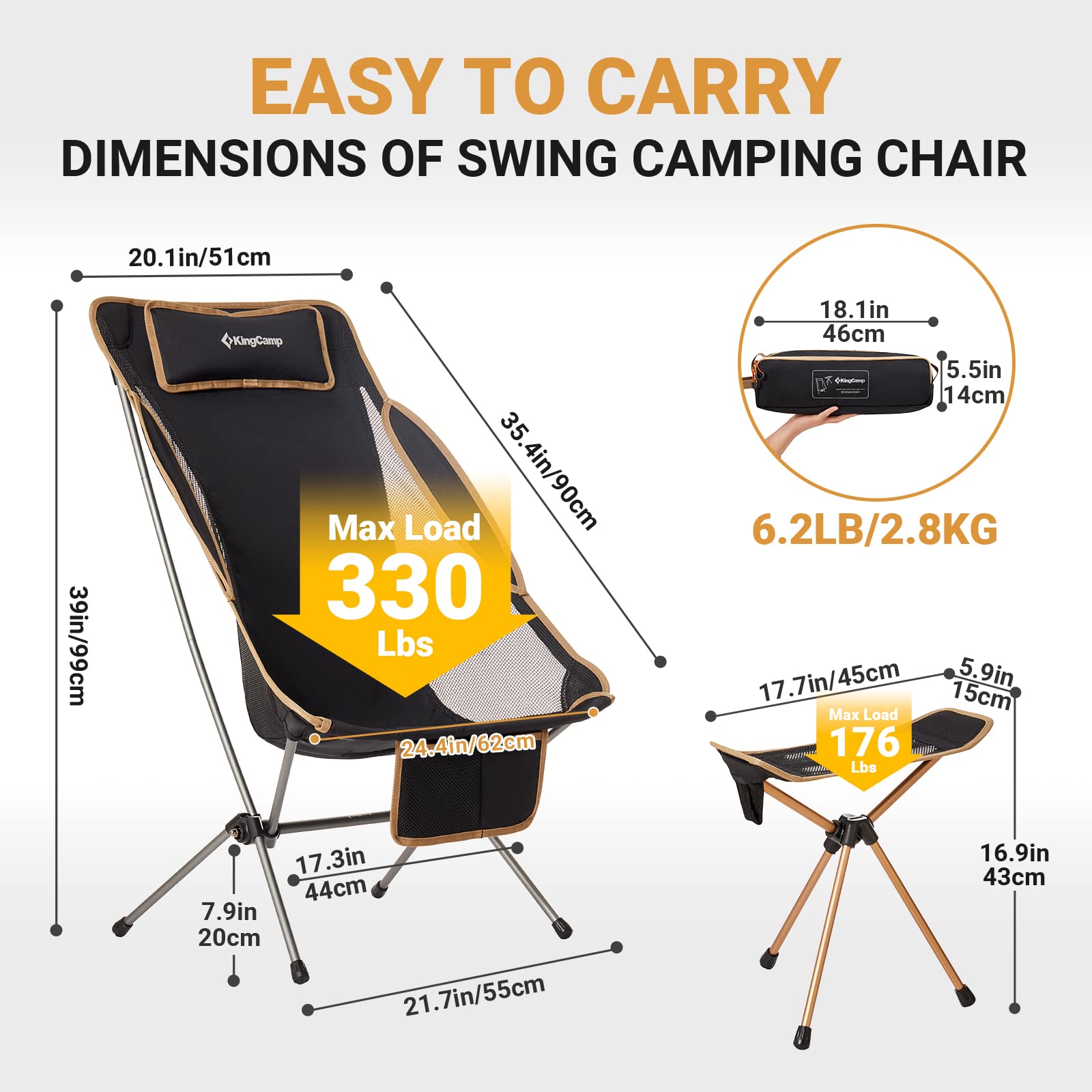 KingCamp Ultralight Chair with Footrest Set