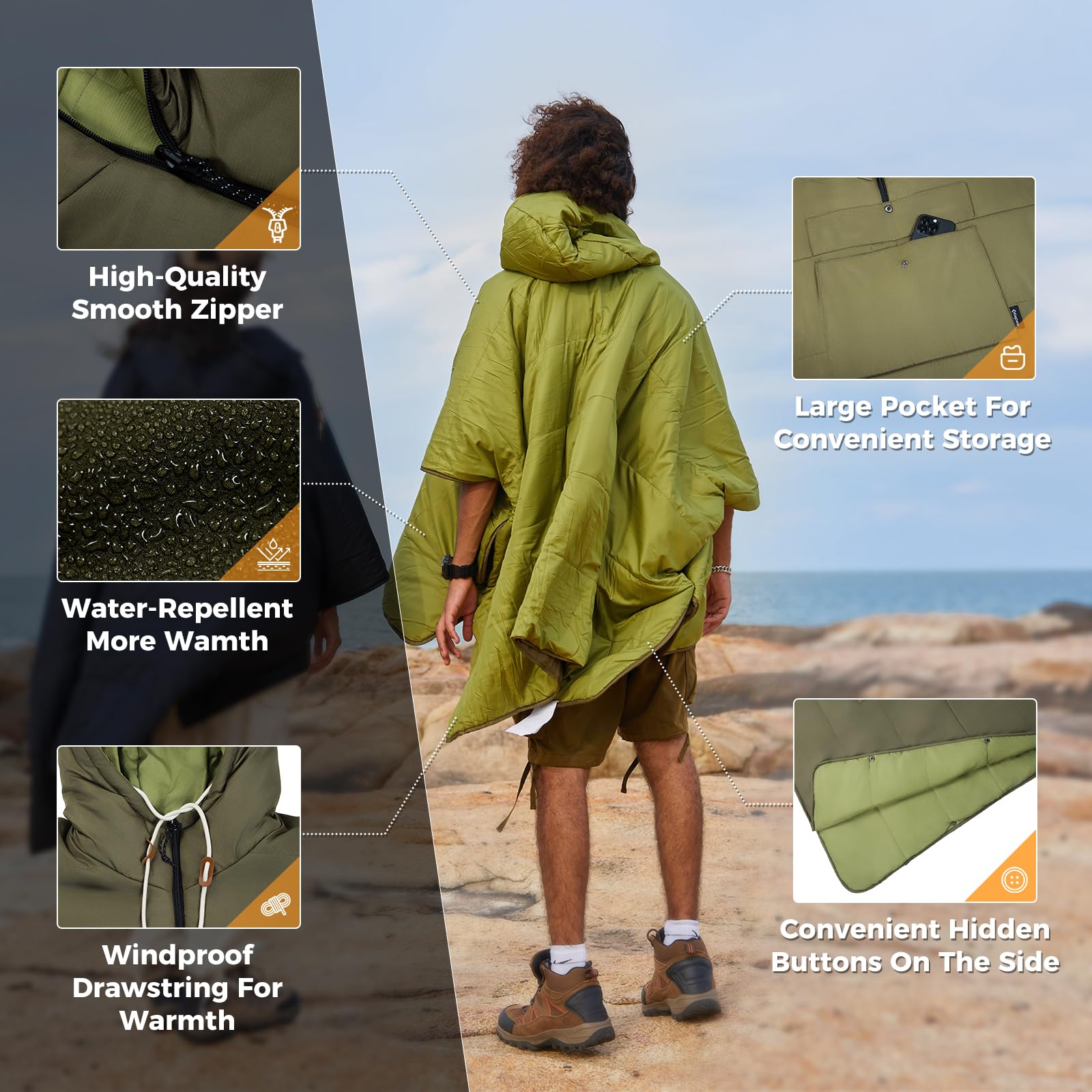 KingCamp MURANO 180 Hooded Outdoor Poncho Blanket