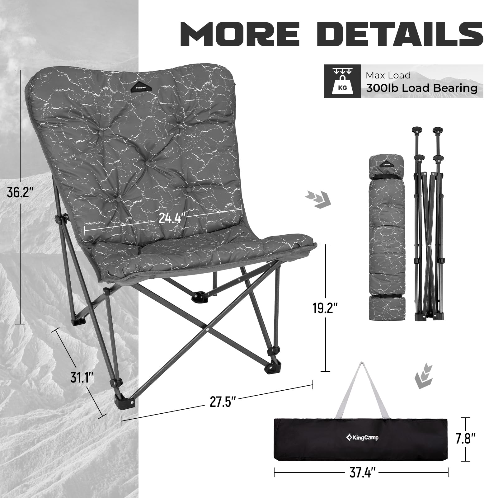 KingCamp LEMON C10 Padded Butterfly Folding Camping Chair