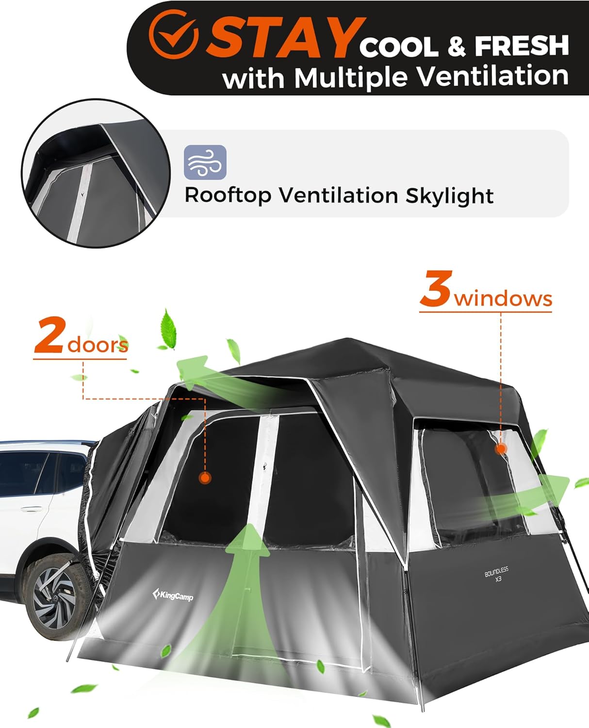 KingCamp BOUNDLESS X3 Car Camping Tent