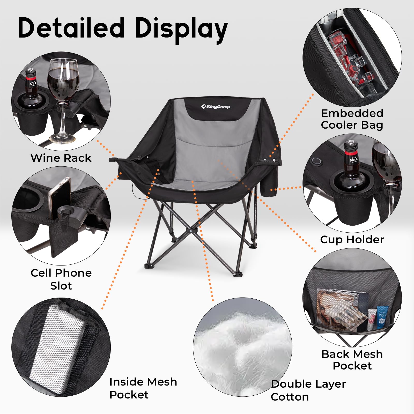 KingCamp CANNA C10 PLUS Heated Padded Camping Chair