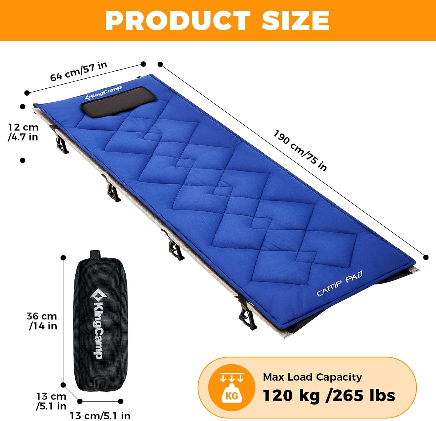 KingCamp Ultralight Camping Cot & Padding Set