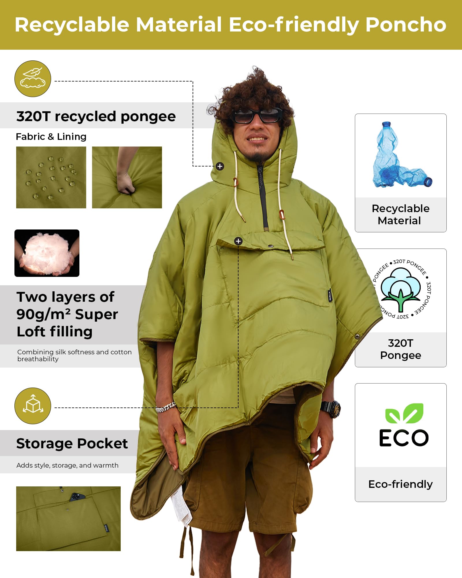 KingCamp MURANO 180 Hooded Outdoor Poncho Blanket