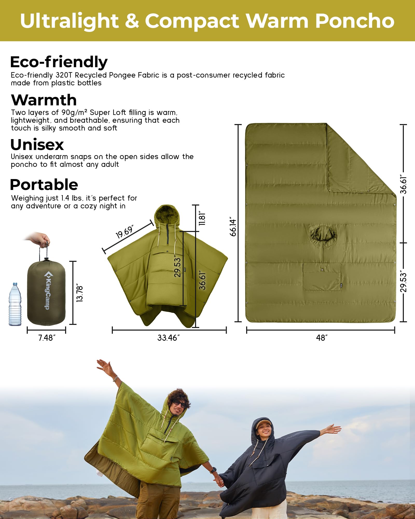 KingCamp MURANO 180 Hooded Outdoor Poncho Blanket