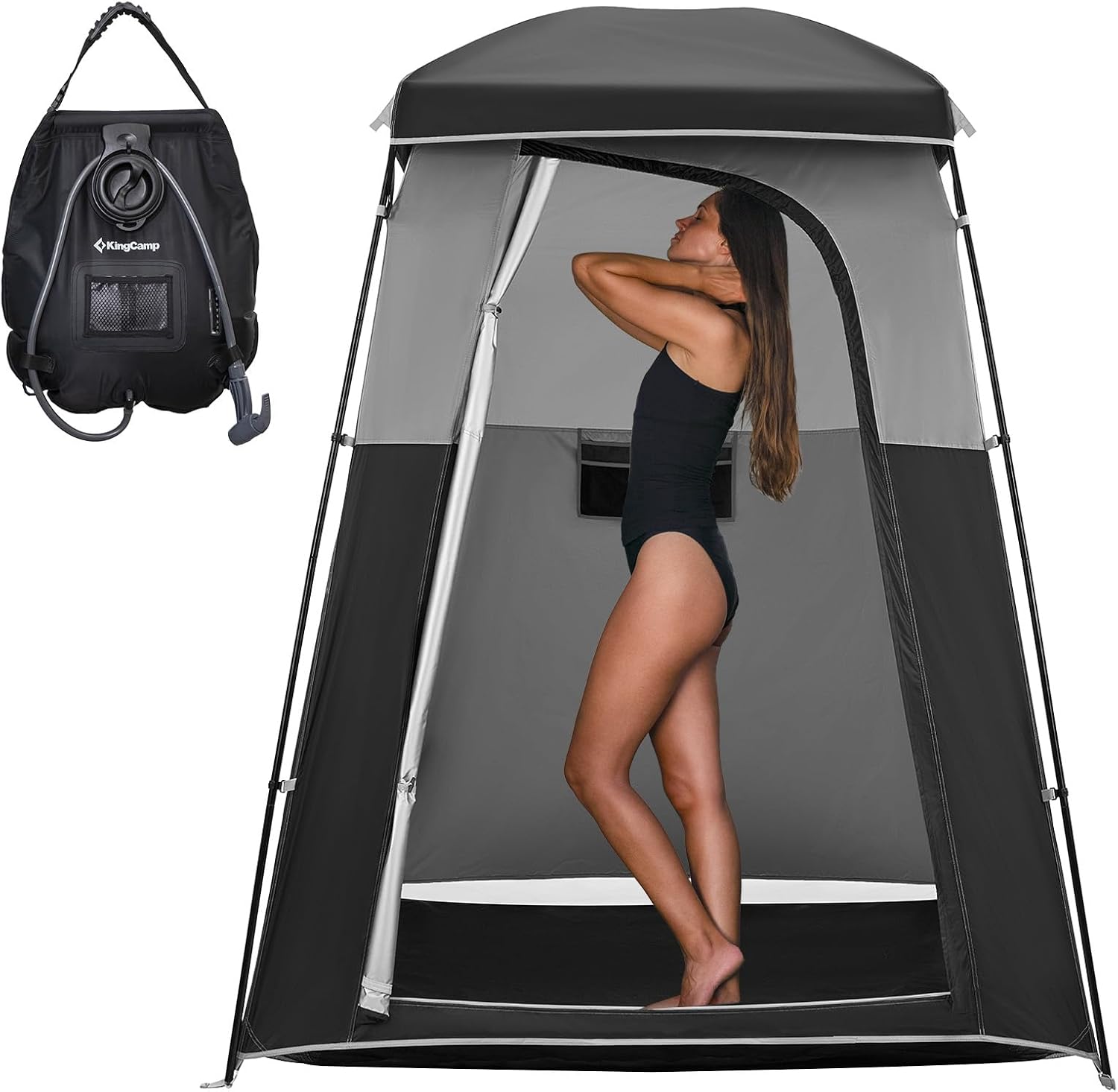 KingCamp Single Room Shower Tent with Solar Shower Set