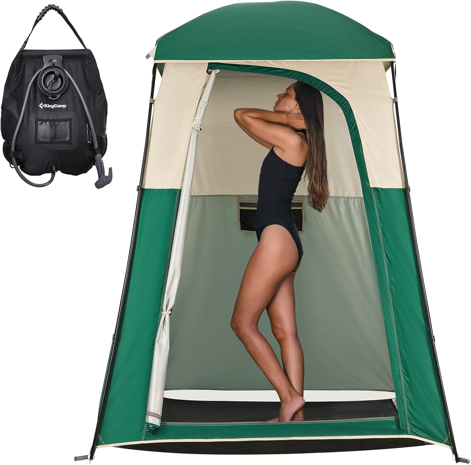 KingCamp Single Room Shower Tent with Solar Shower Set