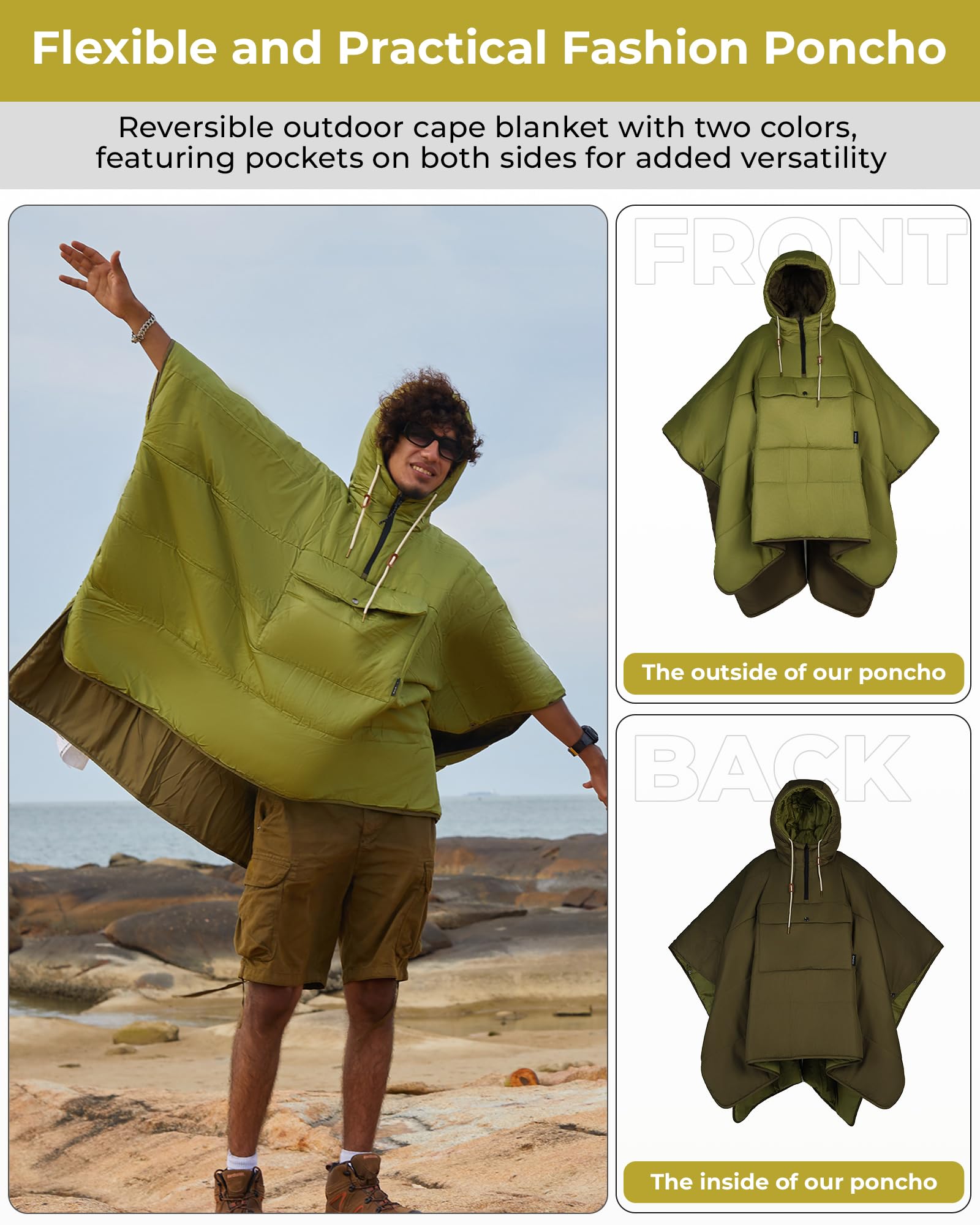 KingCamp MURANO 180 Hooded Outdoor Poncho Blanket