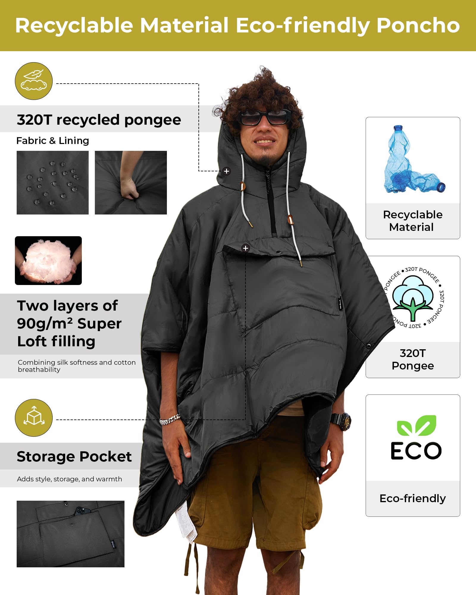 KingCamp MURANO 180 Hooded Outdoor Poncho Blanket