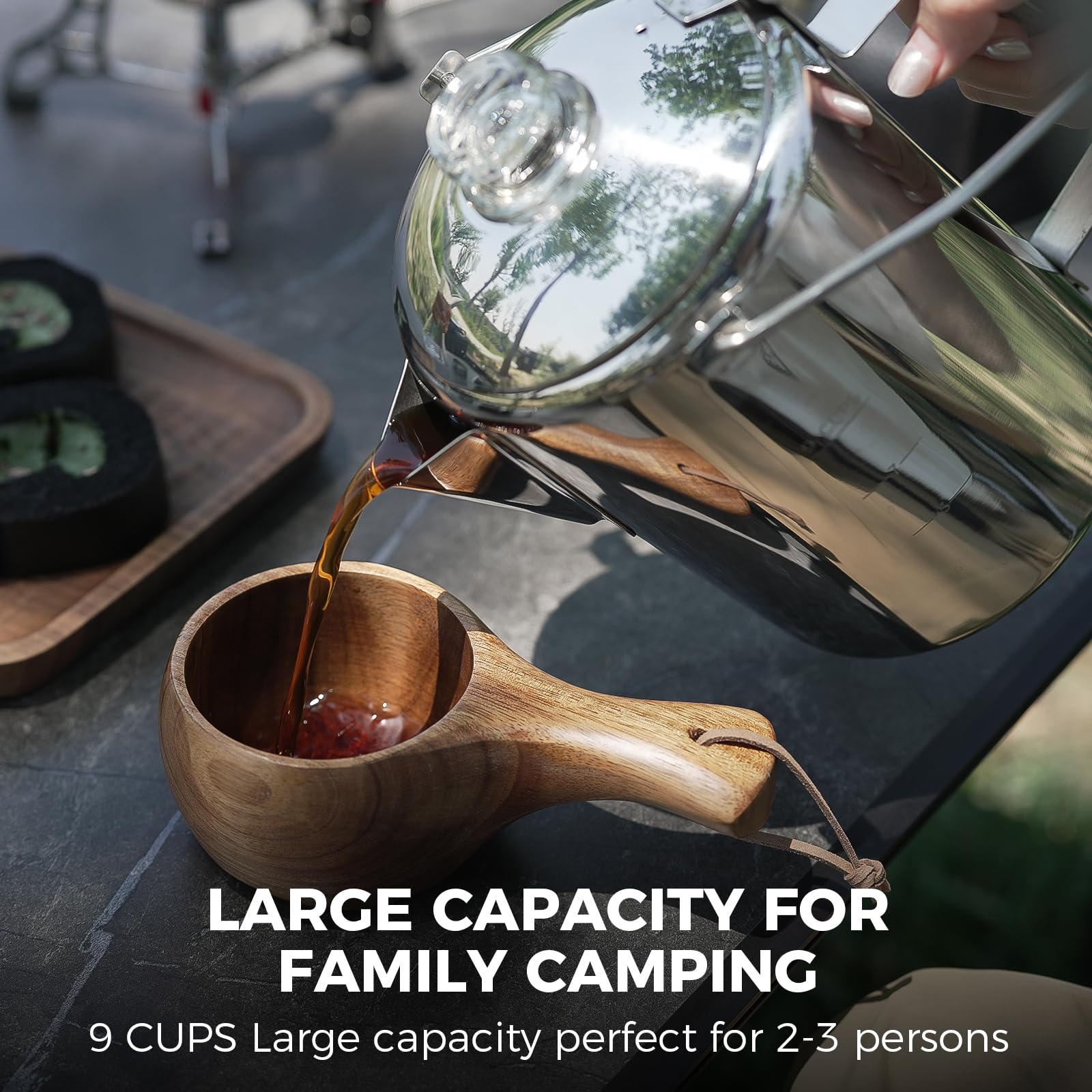 KingCamp 9 Cup Stainless Steel Camping Coffee Percolator