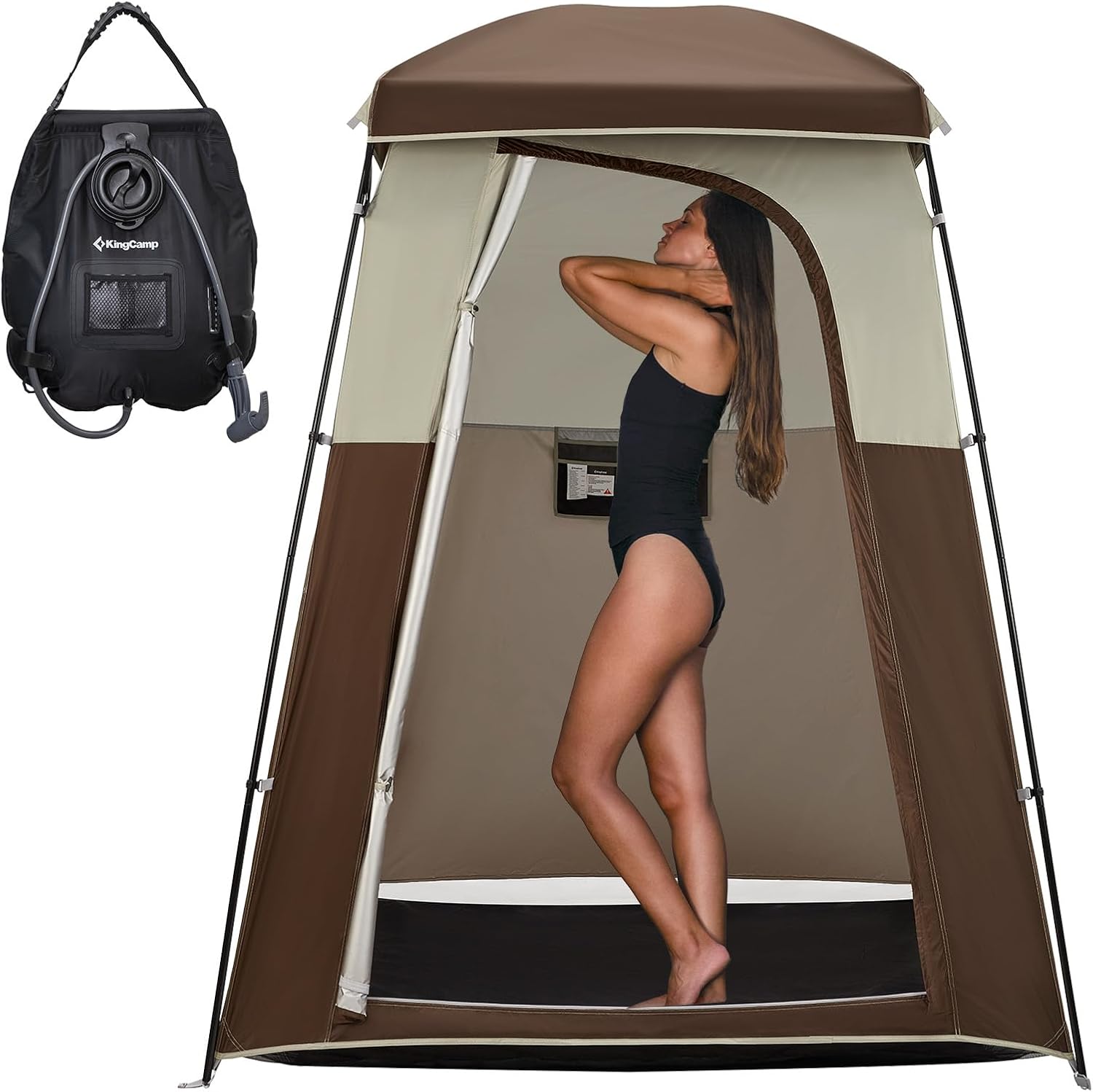 KingCamp Single Room Shower Tent with Solar Shower Set