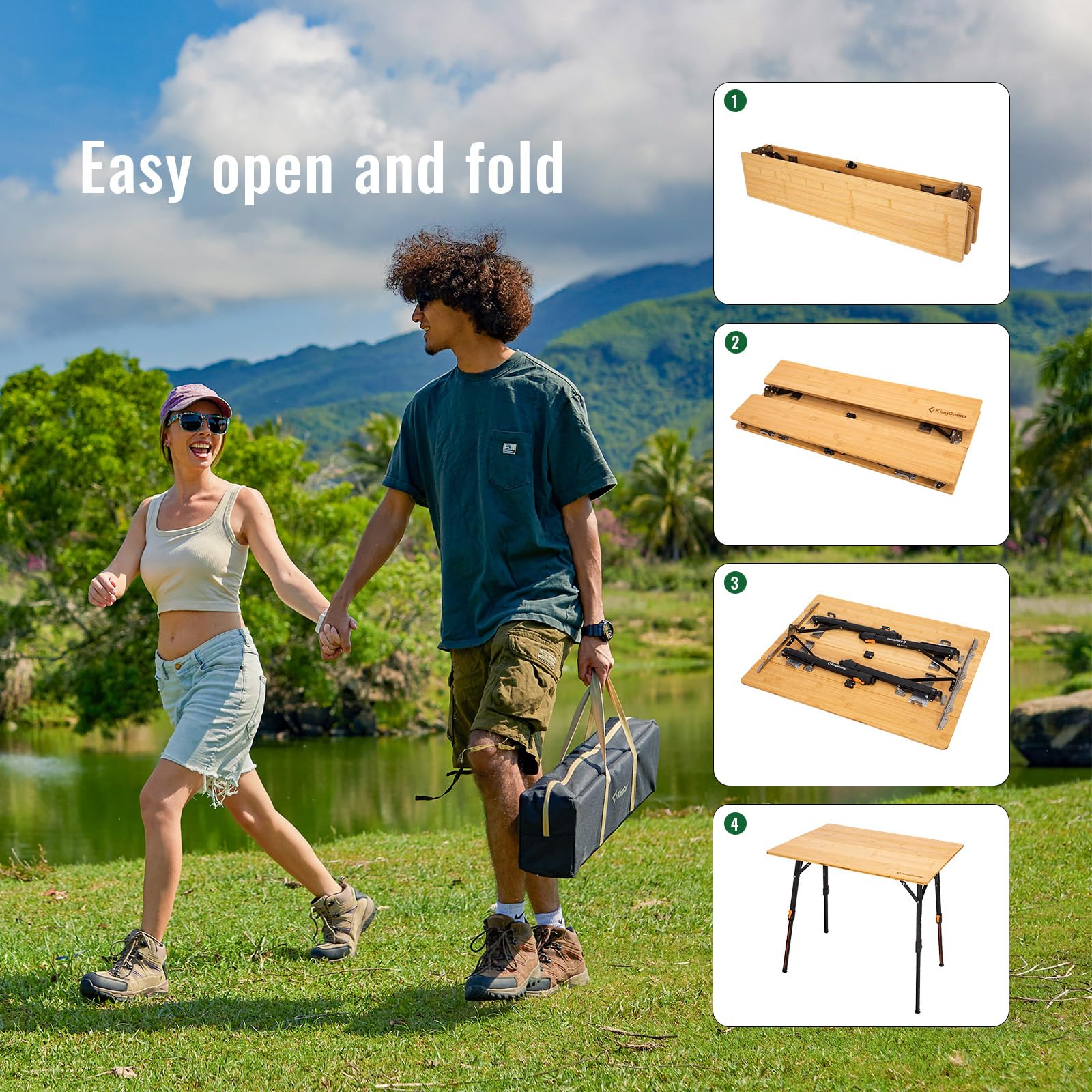 KingCamp BAMBOO Folding Camping Table Pro