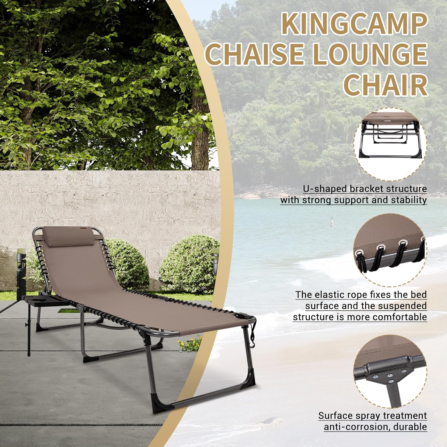 KingCamp WILLOW C20 Lounge Chair with Table Attached