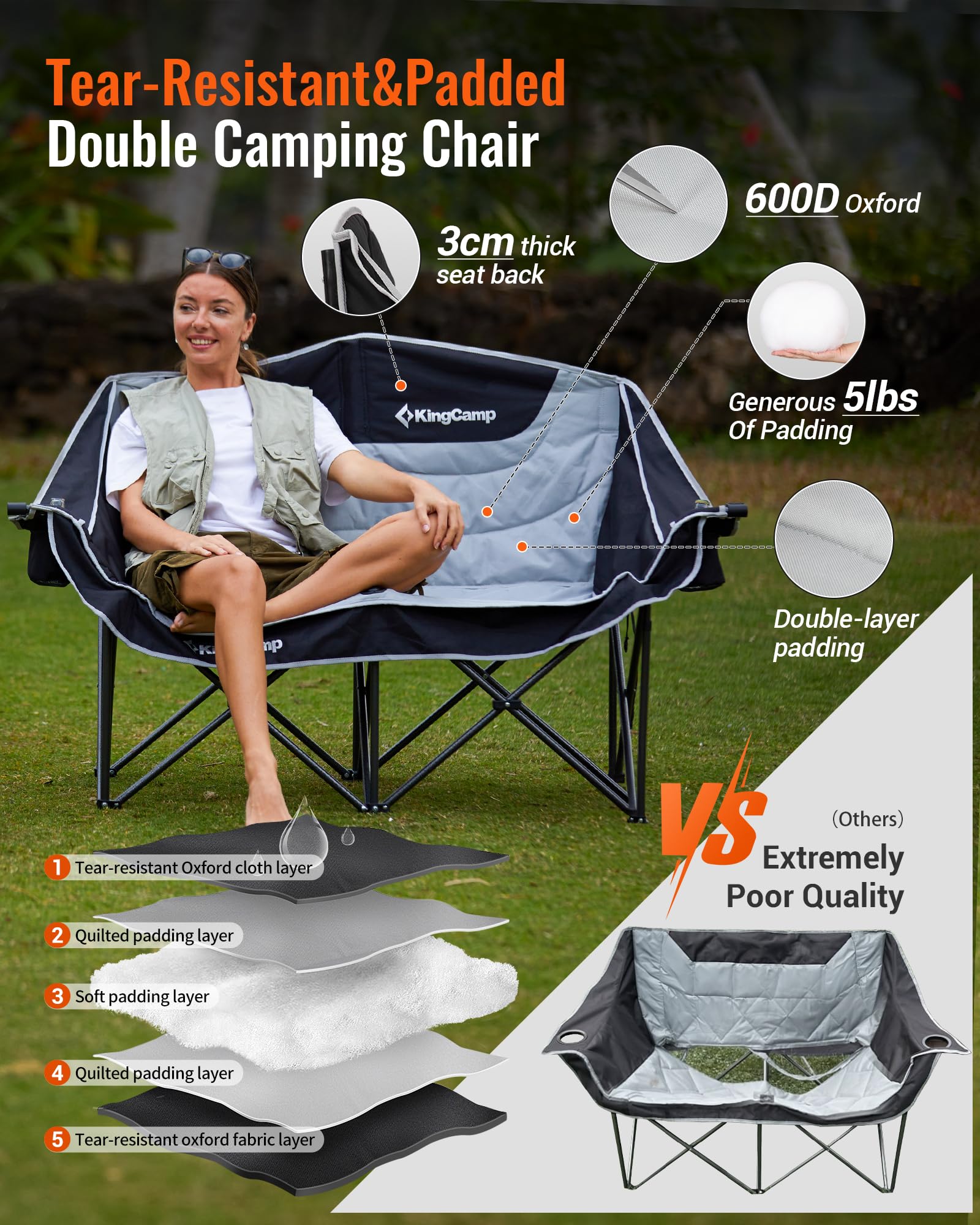 KingCamp CANNA C20 PLUS Loveseat Double Seat Chair