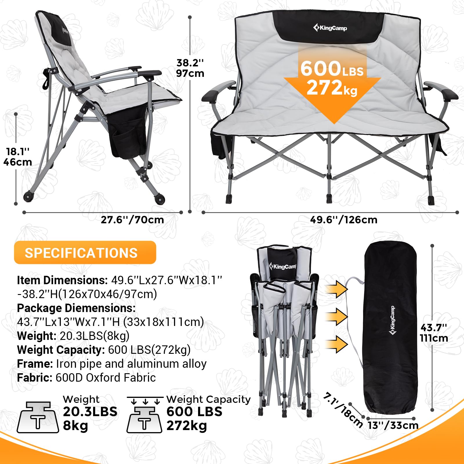 KingCamp POLAR C20 Loveseat Double Seat Outdoor Chair