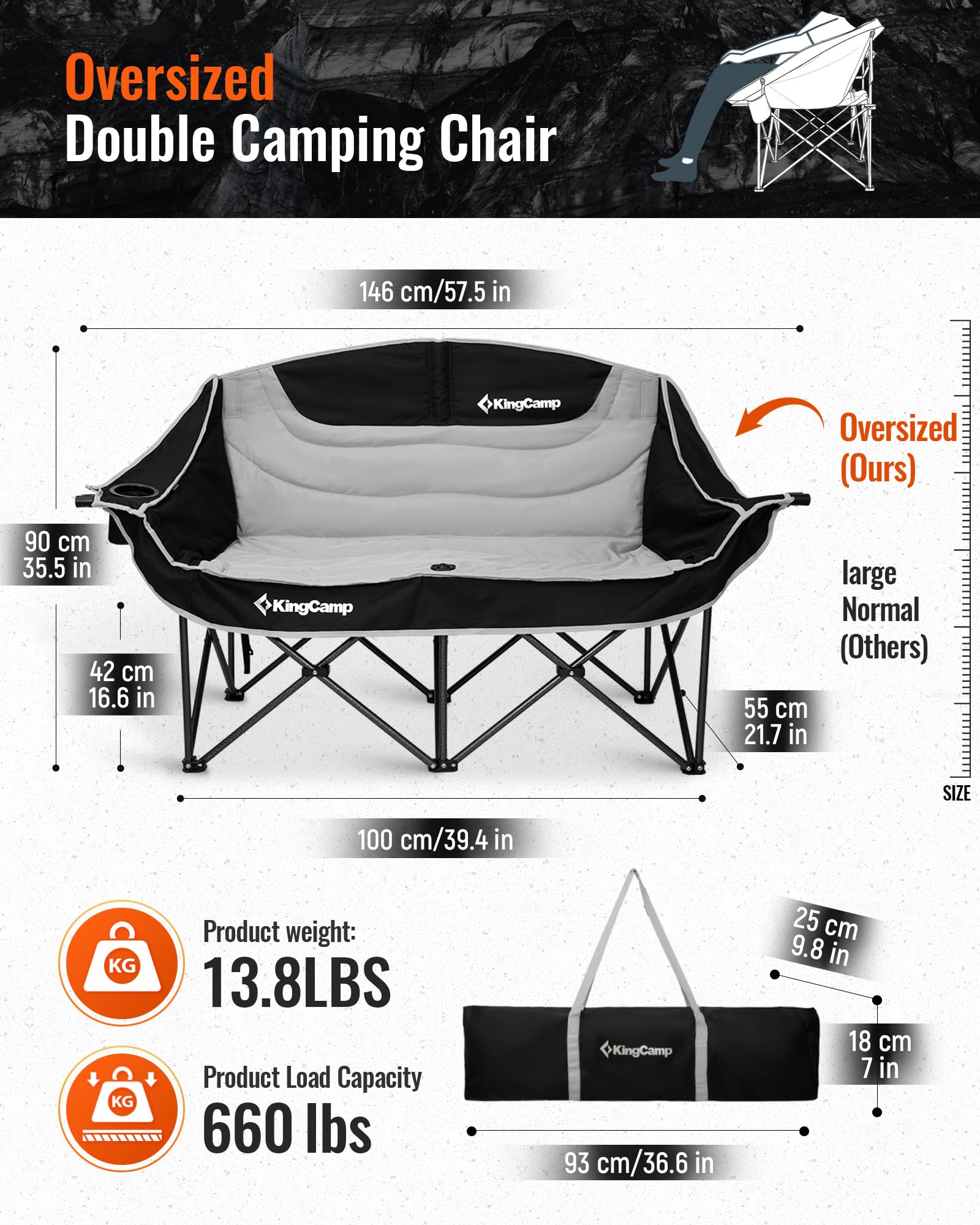 KingCamp CANNA C20 PLUS Loveseat Double Seat Chair