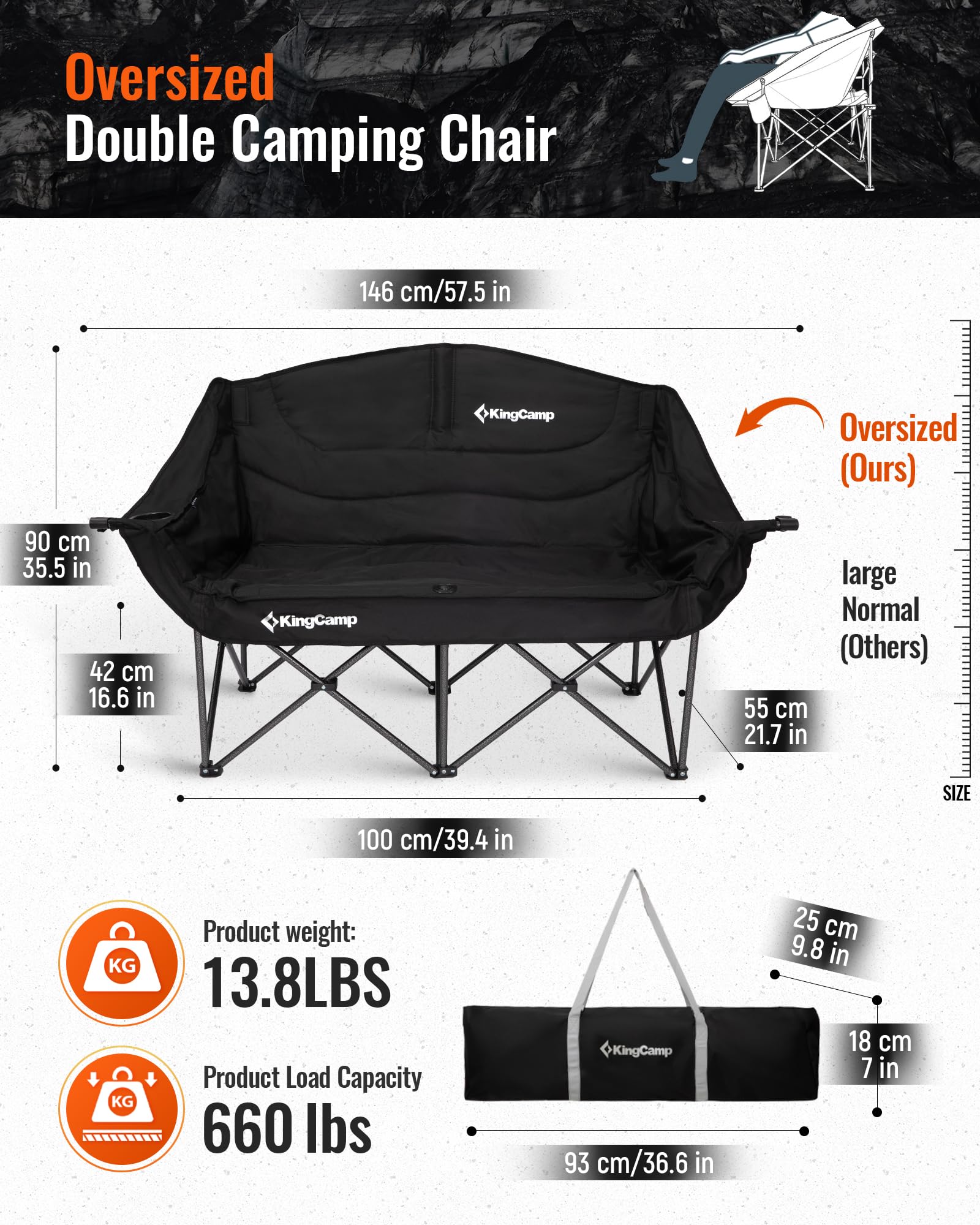 KingCamp CANNA C20 PLUS Loveseat Double Seat Chair