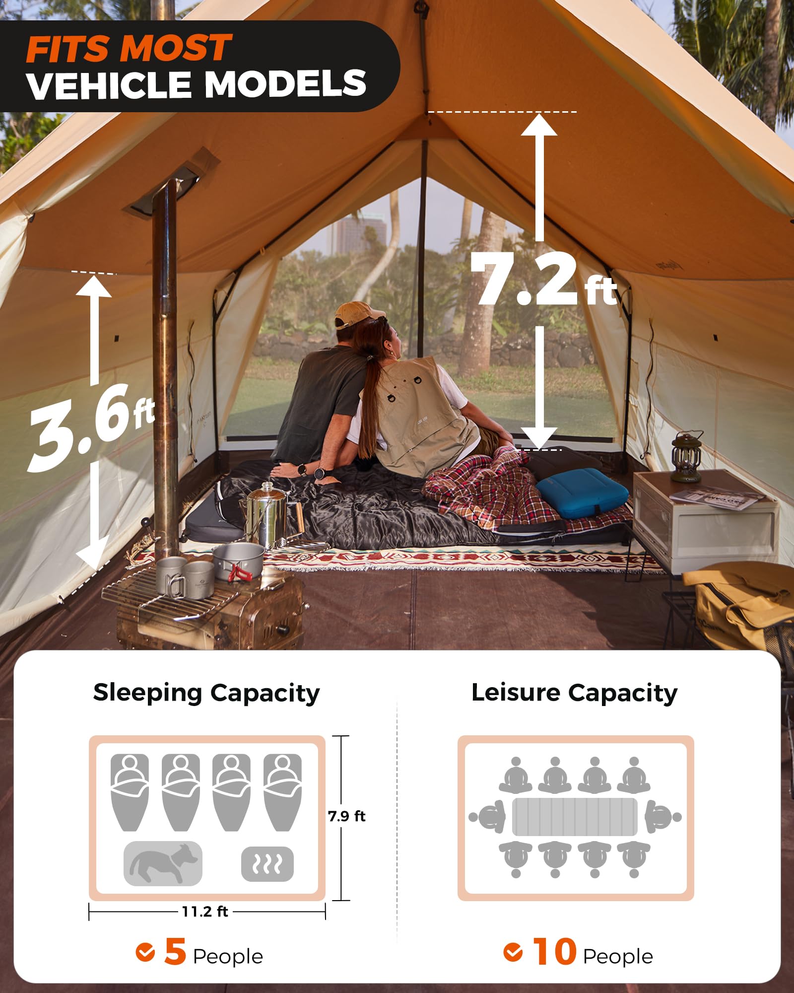 KingCamp MOUNTAIN IN C2 4-Season Cabin Tent with Stove Jack