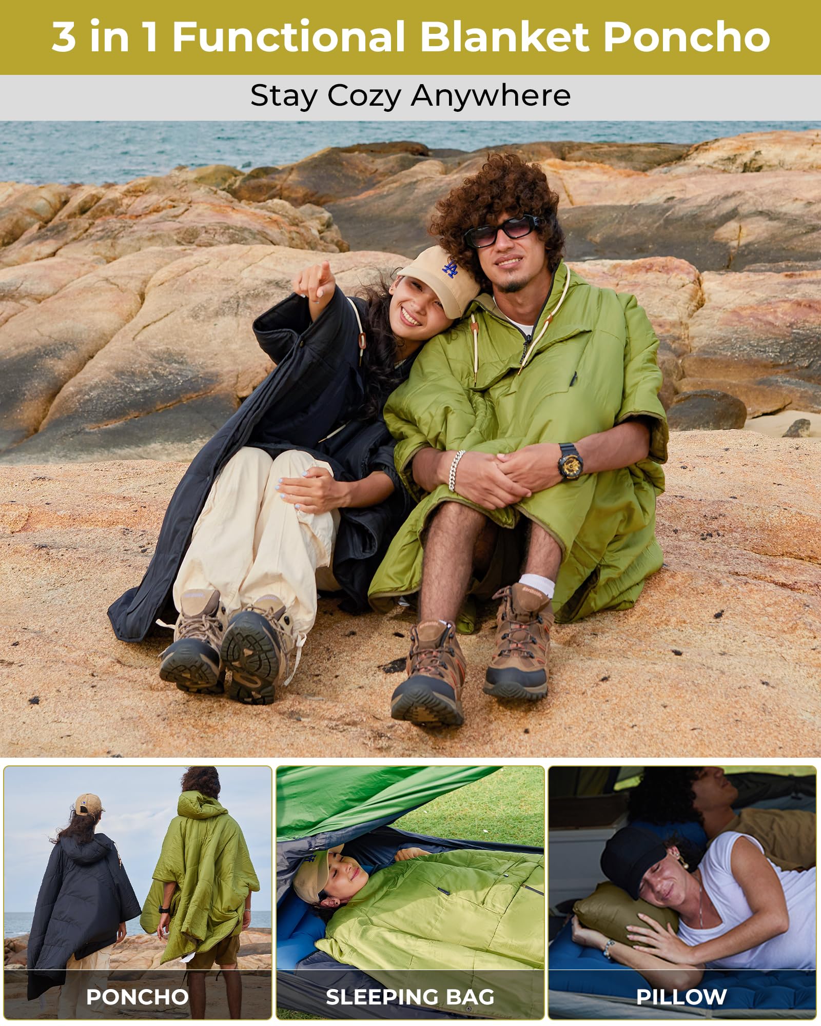 KingCamp MURANO 180 Hooded Outdoor Poncho Blanket