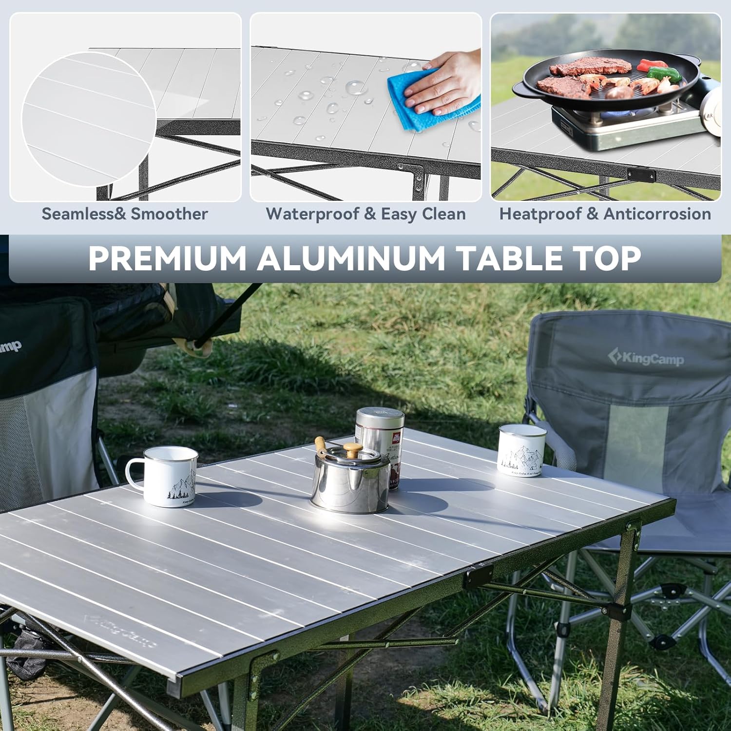 KingCamp GRANITE Aluminum Folding Table for 4-6 Person