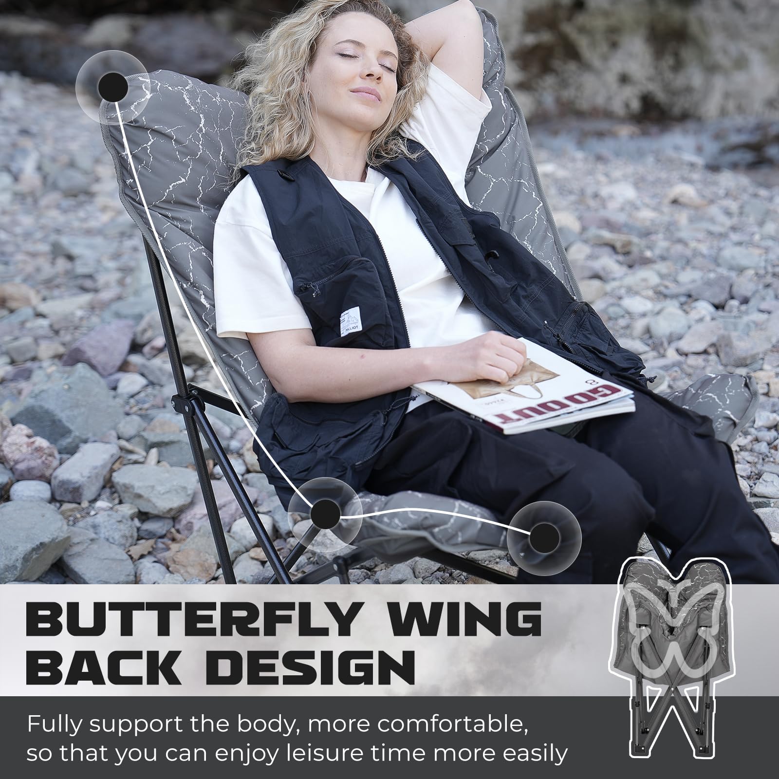 KingCamp VOLCAPETRA Butterfly Folding Camping Chair