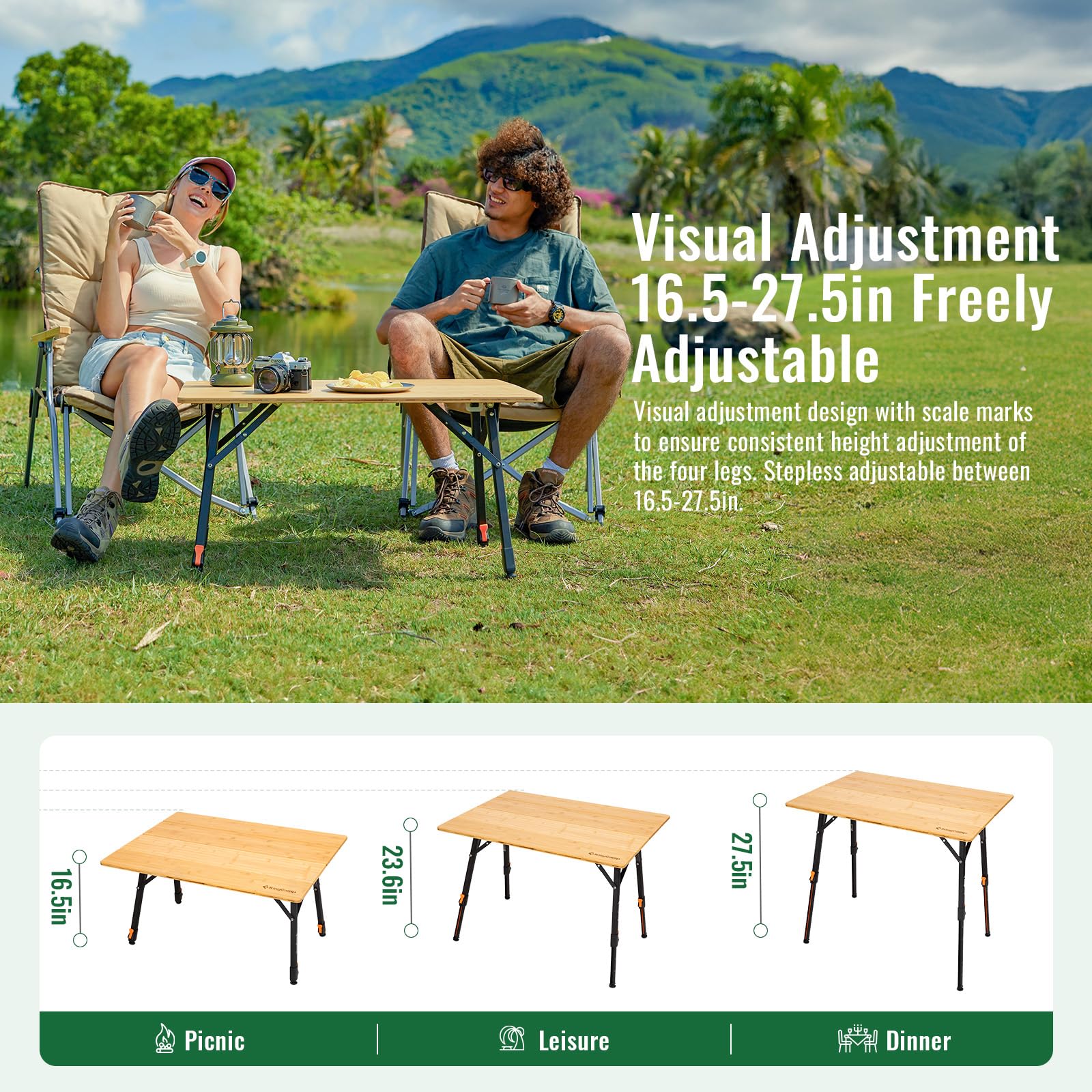 KingCamp BAMBOO Folding Camping Table Pro