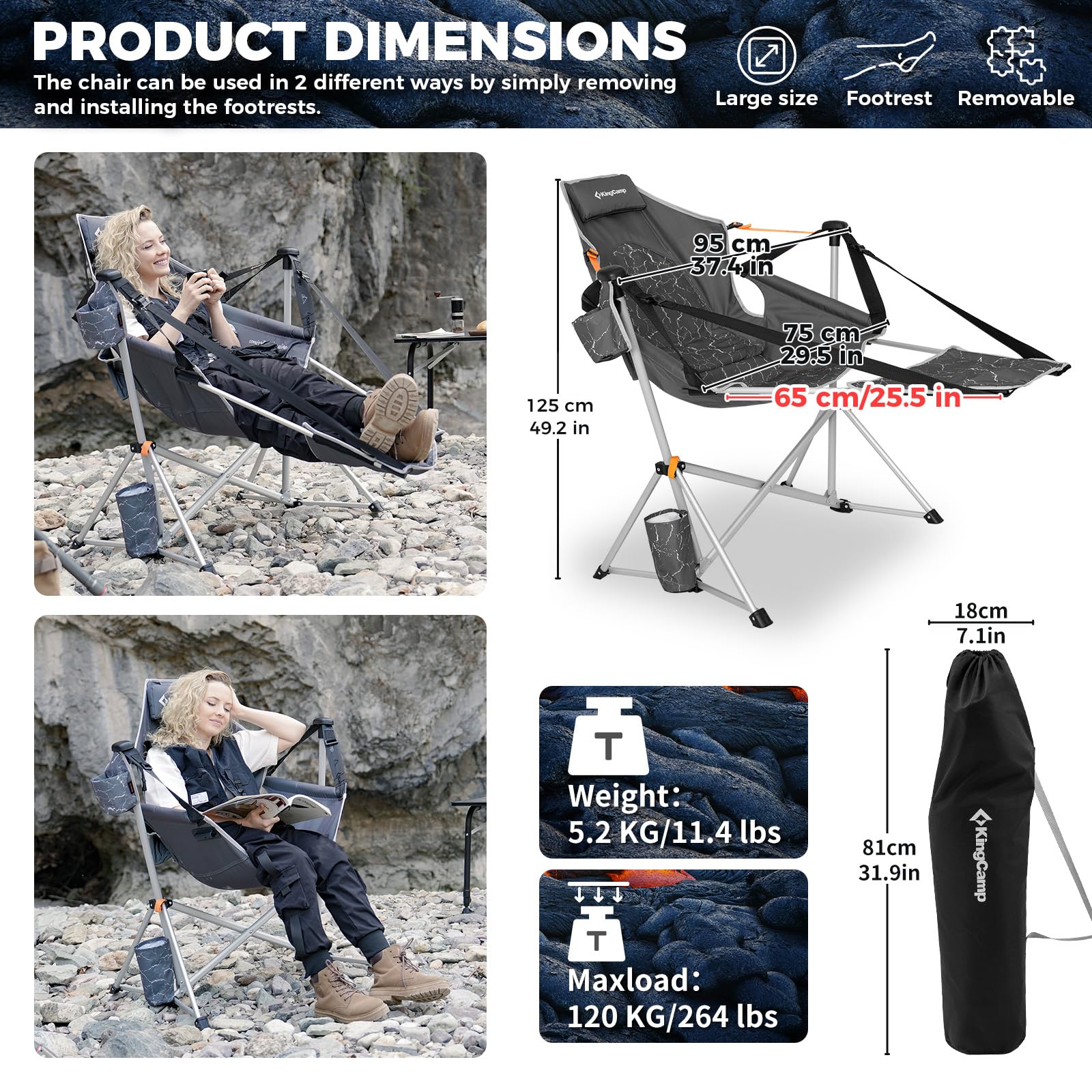 KingCamp Orchid C20 Hammock Chair with Footrest