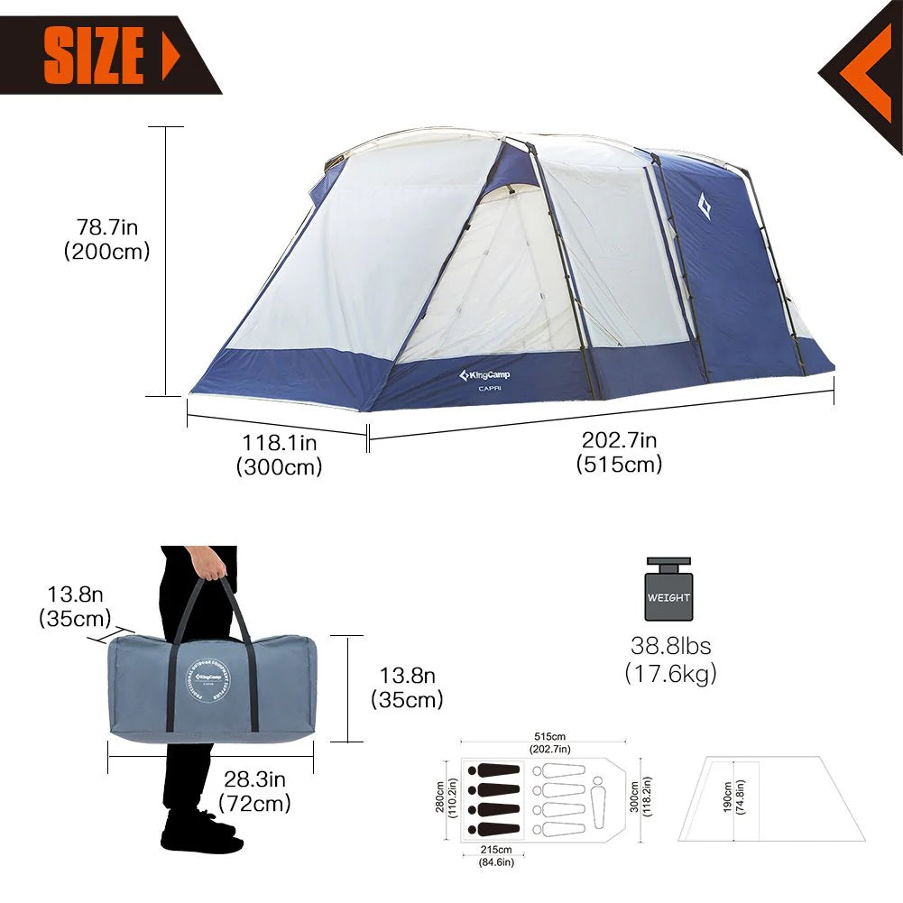 KingCamp Camping Square 3 Season SUV Tent with Screen Room