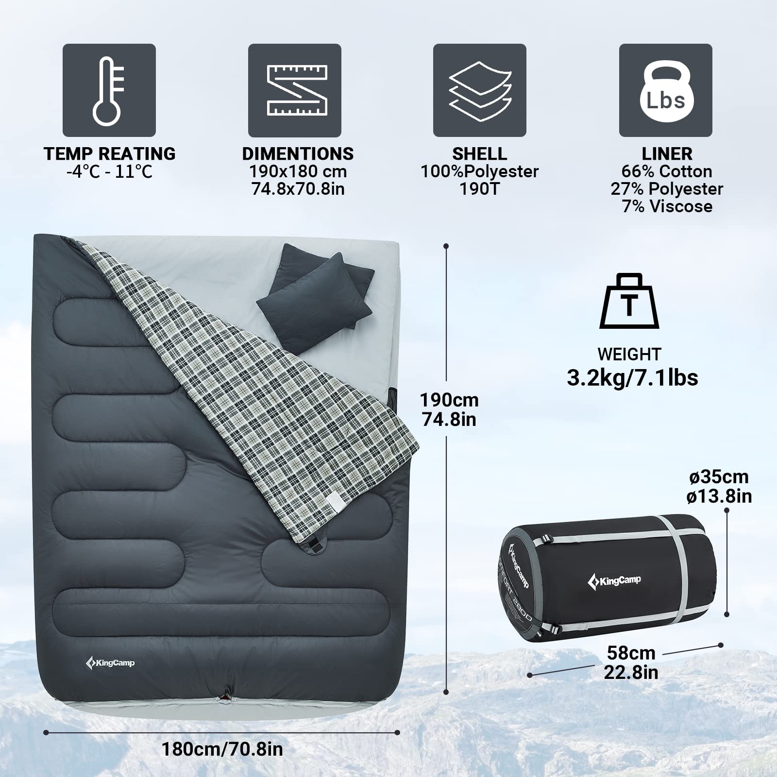 Buy Double Queen Size Sleeping Bag from KingCamp Outdoors