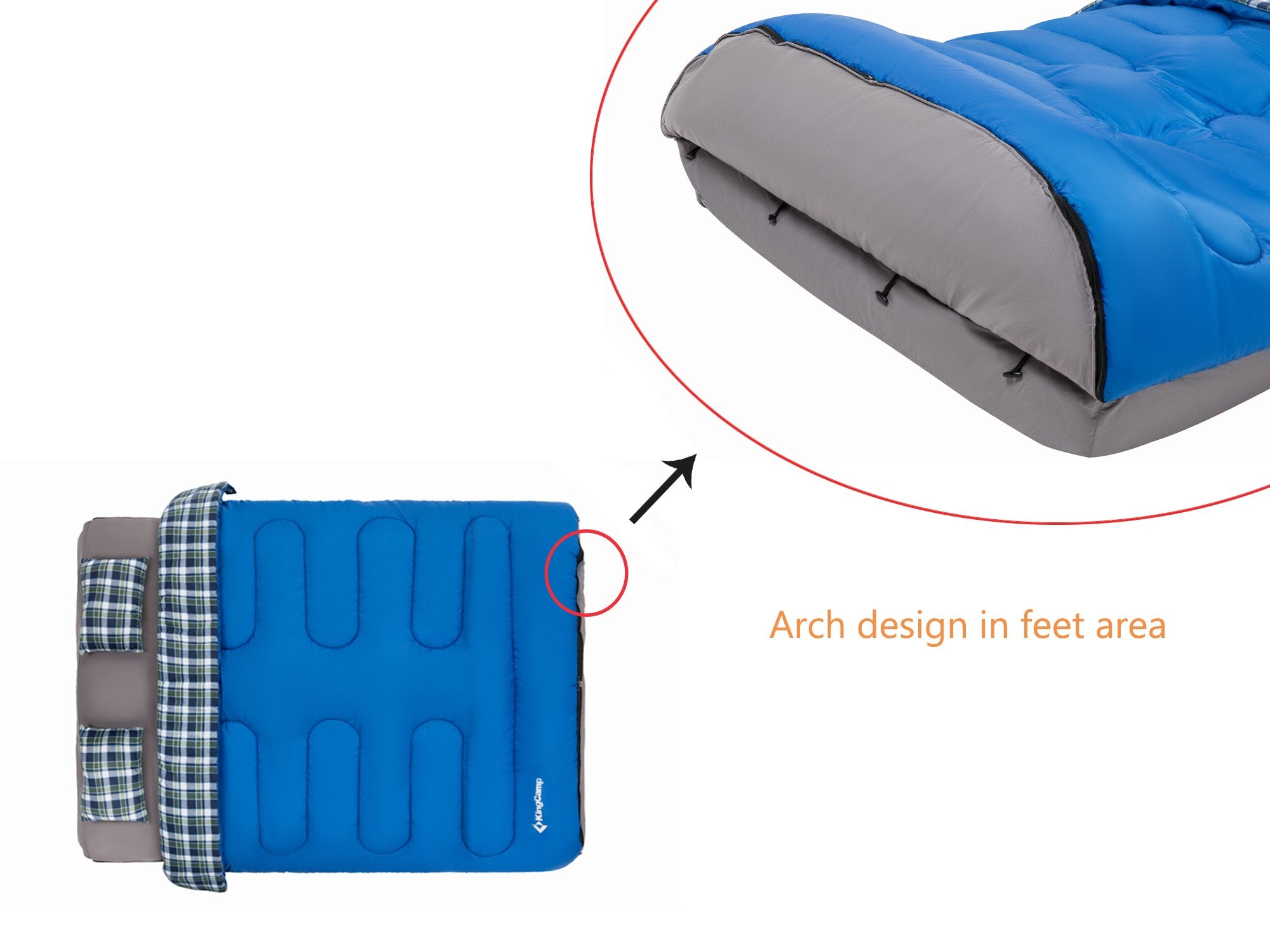 KingCamp Airbed Fitted Double Sleeping Bag with Sheet & Pillows