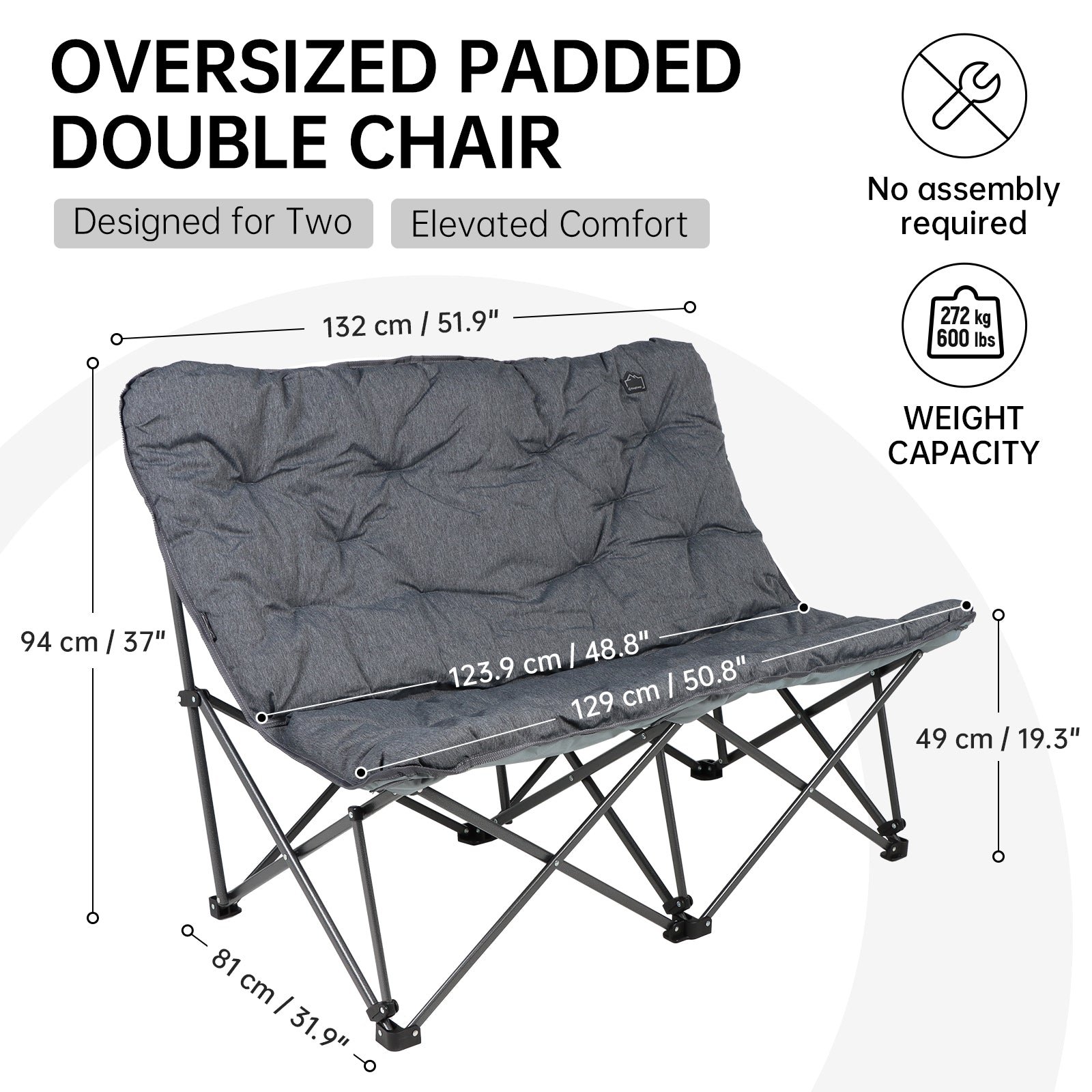 KingCamp LEMON C20 Oversized Padded Double Chair