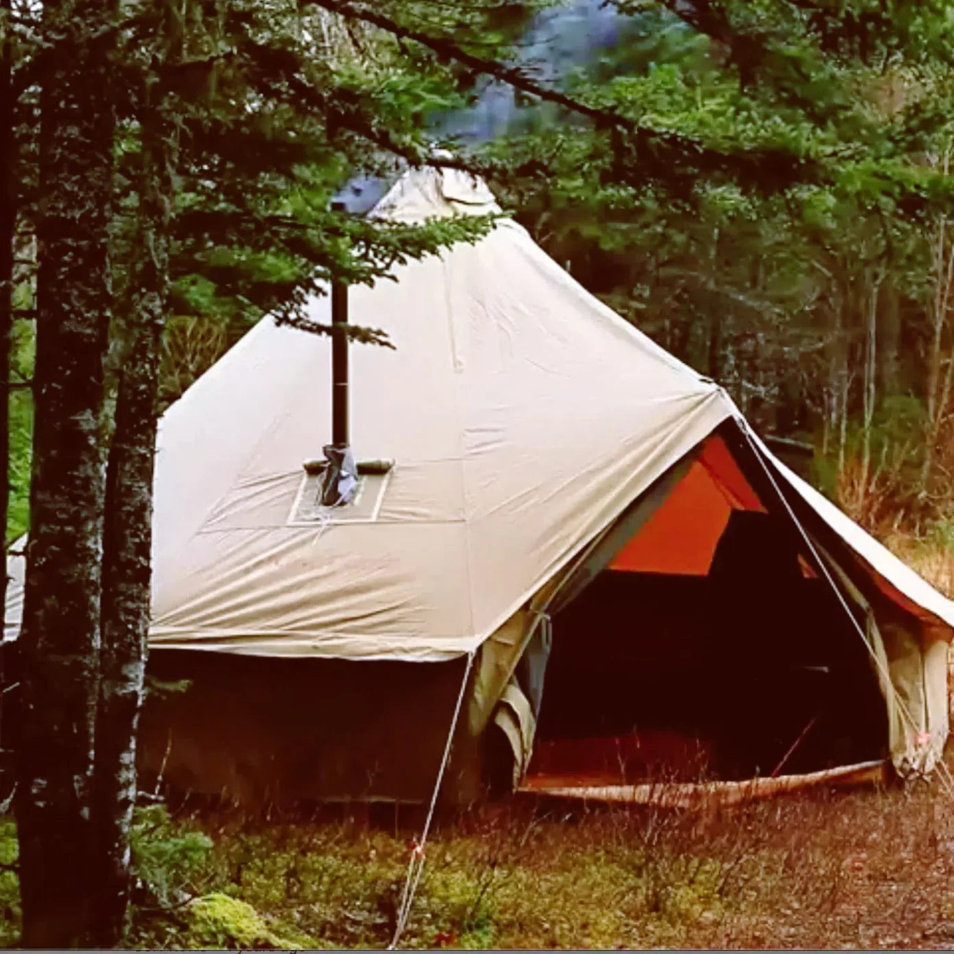 KingCamp Khan 4-Season Canvas Bell Tent with Stove Bundle KT2010