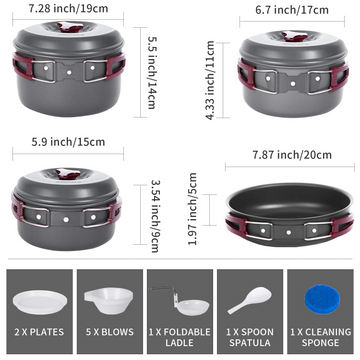 Kinggear Cooking Pot Pans Camping Cookware Mess Kit 3 in 1 Camp Cooking Set  - China Camping Cooking Set and Cookware Sets price
