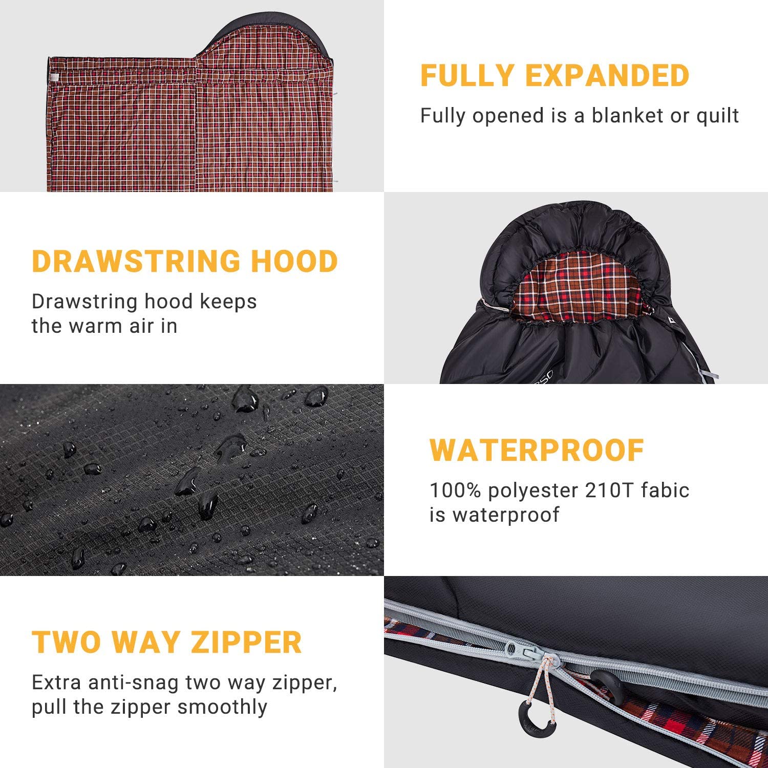 Buy Plus Size 3-4 Season Sleeping Bag from KingCamp Outdoors